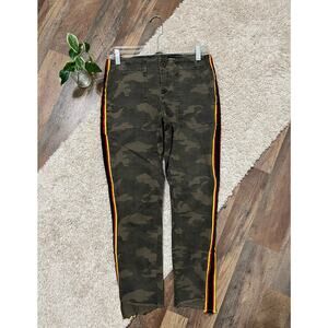Revolve Pam & Gela 26 Camo Striped Raw Step Hem Lace Up Ankle Jeans